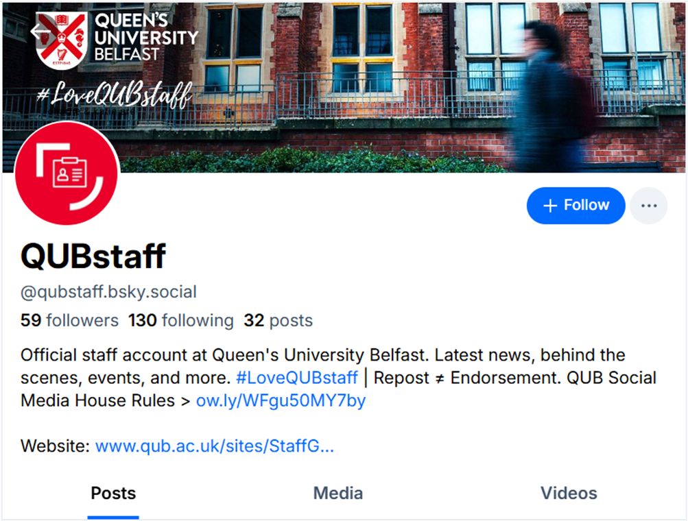 QUBstaff Bluesky profile screenshot